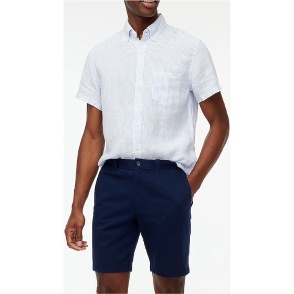 J. Crew Navy Chino Shorts 9 Inch Inseam Size 33 Flat Front NWOT $80